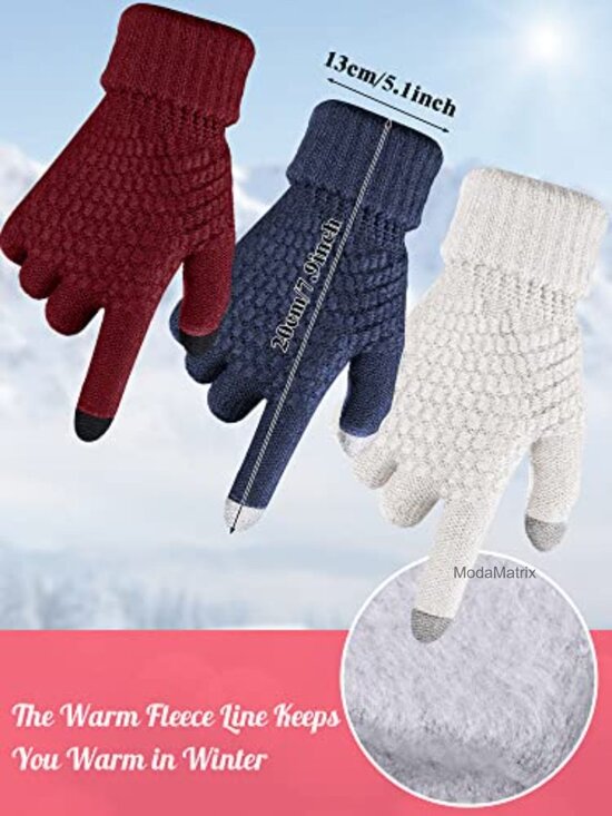 6 Pc Winter Beanie Hat and Touchscreen Gloves Set Warm  display picture 1